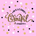 Welcome Carnival party text as logotype, badge, patch and icon