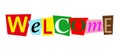 welcome in colorful cut out letters