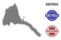 Welcome Composition of Halftone Map of Eritrea and Textured Seals