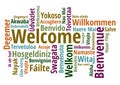 Welcome in different languages wordcloud vector