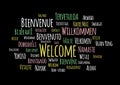 Welcome in different languages wordcloud vector on black background Royalty Free Stock Photo