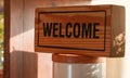 Welcome english word on wooden block