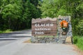 Welcome entrance sign in the Glacier National Park, Montana USA Royalty Free Stock Photo