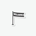 Welcome flag icon shadow isolated on white Royalty Free Stock Photo