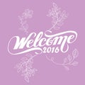 Welcome 2016 floral flower happy new year violet girly Royalty Free Stock Photo