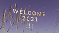 Welcome 2021 golden text postcard