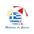 Welcome greece icon travel illustration in colorful