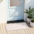 Welcome guests and cleanse negative energies with a highangle view of a doorstep adorned with a sleek, modern door mat design Royalty Free Stock Photo