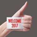 Welcome 2017 with hand Royalty Free Stock Photo