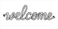 Welcome, lettering with hawser, hand drawn vector illustration