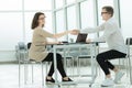 Welcome handshake of business partners at the meeting in the office Royalty Free Stock Photo