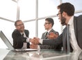 Welcome handshake business partners in the office Royalty Free Stock Photo