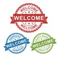 Welcome, happy shop, vector badge label stamp tag for product, marketing selling online shop or web e-commerce