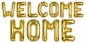 Welcome Home balloons. Yellow Gold foil helium balloon. Good for advertising. English Alphabet Letters