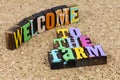 Welcome home farm sign countryside greeting invitation rural hospitality Royalty Free Stock Photo