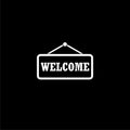 Welcome icon or logo, Word welcome on dark background