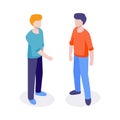 Welcome isometric characters. Isometric 3d flat design vector people trendy colors concept for web site and application design and Royalty Free Stock Photo