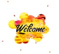 Welcome - lettering on ink blot