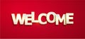 WELCOME letters banner.Welcome poster on red background. Vector paper illustration Royalty Free Stock Photo
