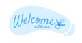 Welcome little one banner. Announcement baby birth concept. Vector illustration for print, web