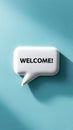 Welcome message in speech bubble on blue background Royalty Free Stock Photo