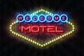 Welcome Motel neon sign on a Dark Wooden Wall 3D illustration