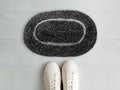 Welcome oval black designer doormat with sneaker shoes
