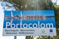 Welcome panel of the town of Portocolom