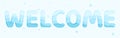 Welcome paper cut cute sign bubble snow blue flat