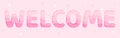 Welcome paper cut cute valentine sign pink flat