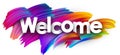 Welcome paper poster with colorful brush strokes. Royalty Free Stock Photo