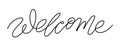 Welcome phrase single line wavy title header sign