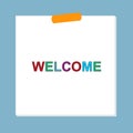 welcome post it on blue Royalty Free Stock Photo