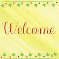 Welcome poster with colorful brush strokes-green paper