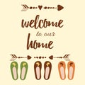 Welcome poster with inspirational and motivational quote in children style. Royalty Free Stock Photo