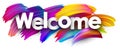 Welcome paper poster with colorful brush strokes. Royalty Free Stock Photo