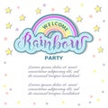 Welcome Rainbow party text as logotype, badge, patch