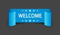 Welcome ribbon vector icon. Hello sticker label on black background.