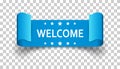 Welcome ribbon vector icon. Hello sticker label on isolated back