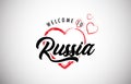 Russia Welcome To Message With Beautiful Red Hearts