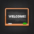 Welcome school board in flat style on black background. Vintage background. Banner design Royalty Free Stock Photo