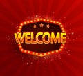 Welcome - shining retro light frame.