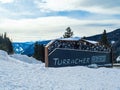 Welcome sign on a billboard in a ski resort, Turracher HÃ¶he Royalty Free Stock Photo