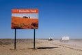 Birdsville track sign welcoming travellers to the outback, western Queensland, Australia