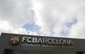 Welcome sign before FC Barcelona Camp Nou Stadium