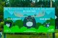 Welcome Sign in Lake Placid, the site of the 1932 and 1980 Olympic Winter Games in Adirondack Mountains, Upstate New York, USA Royalty Free Stock Photo