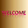 Welcome sign letters with confetti background. Celebration greeting holiday illustration. Banner confetti decoration Royalty Free Stock Photo