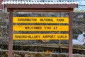 Welcome sign at Lukla Airport in Nepal