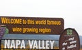 Welcome Sign, Napa Valley, California Royalty Free Stock Photo