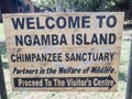 Welcome sign at Ngamba Island, Chimpanzee Sanctuary, Uganda, Africa Royalty Free Stock Photo